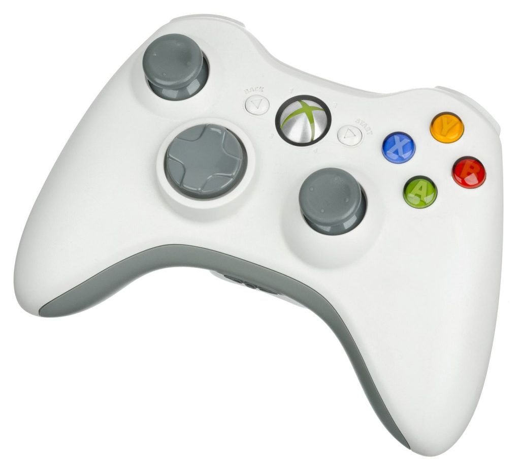 A game controller in use
